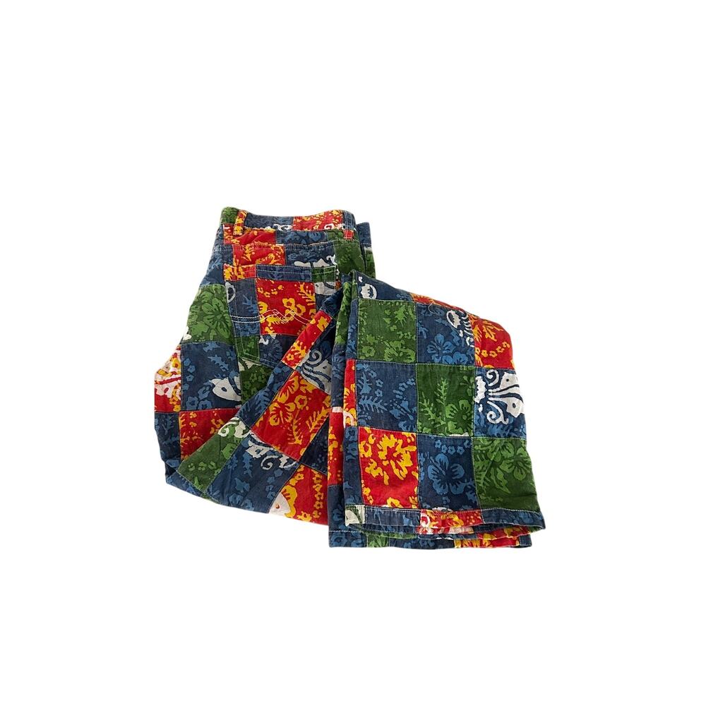 Loudmouth Golf Pants Patchwork Madras Multi Color Cotton Trousers SZ8 - Picture 4 of 8